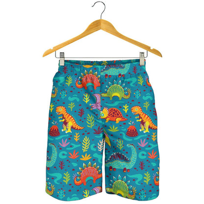 Dinosaur Cartoon Style Mens Shorts-JTAMIGO.COM