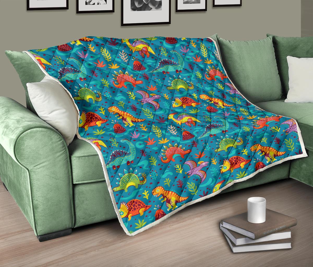 Dinosaur Cartoon Style Premium Quilt-JTAMIGO.COM