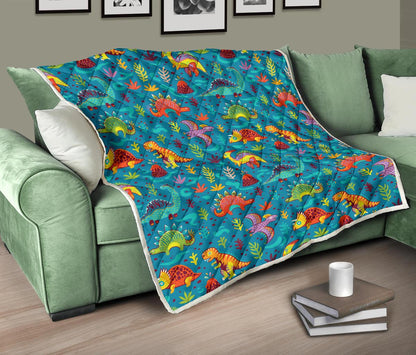 Dinosaur Cartoon Style Premium Quilt-JTAMIGO.COM