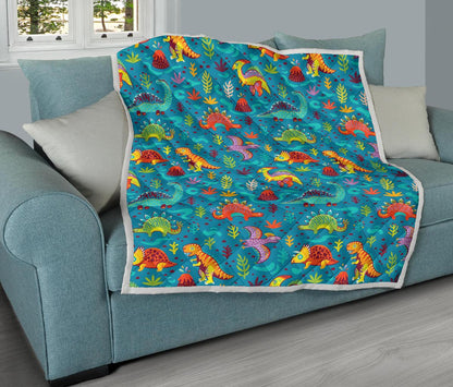 Dinosaur Cartoon Style Premium Quilt-JTAMIGO.COM