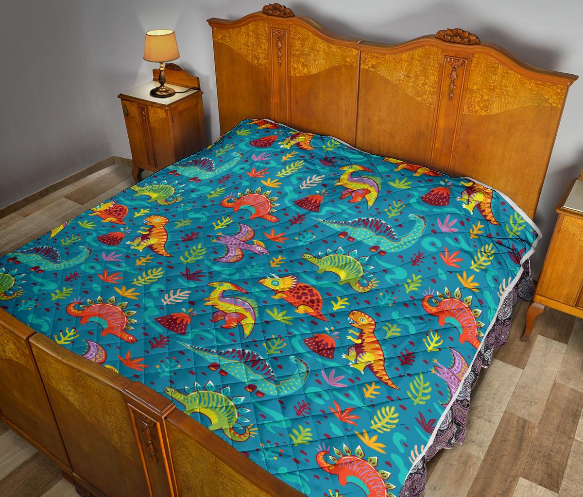 Dinosaur Cartoon Style Premium Quilt-JTAMIGO.COM