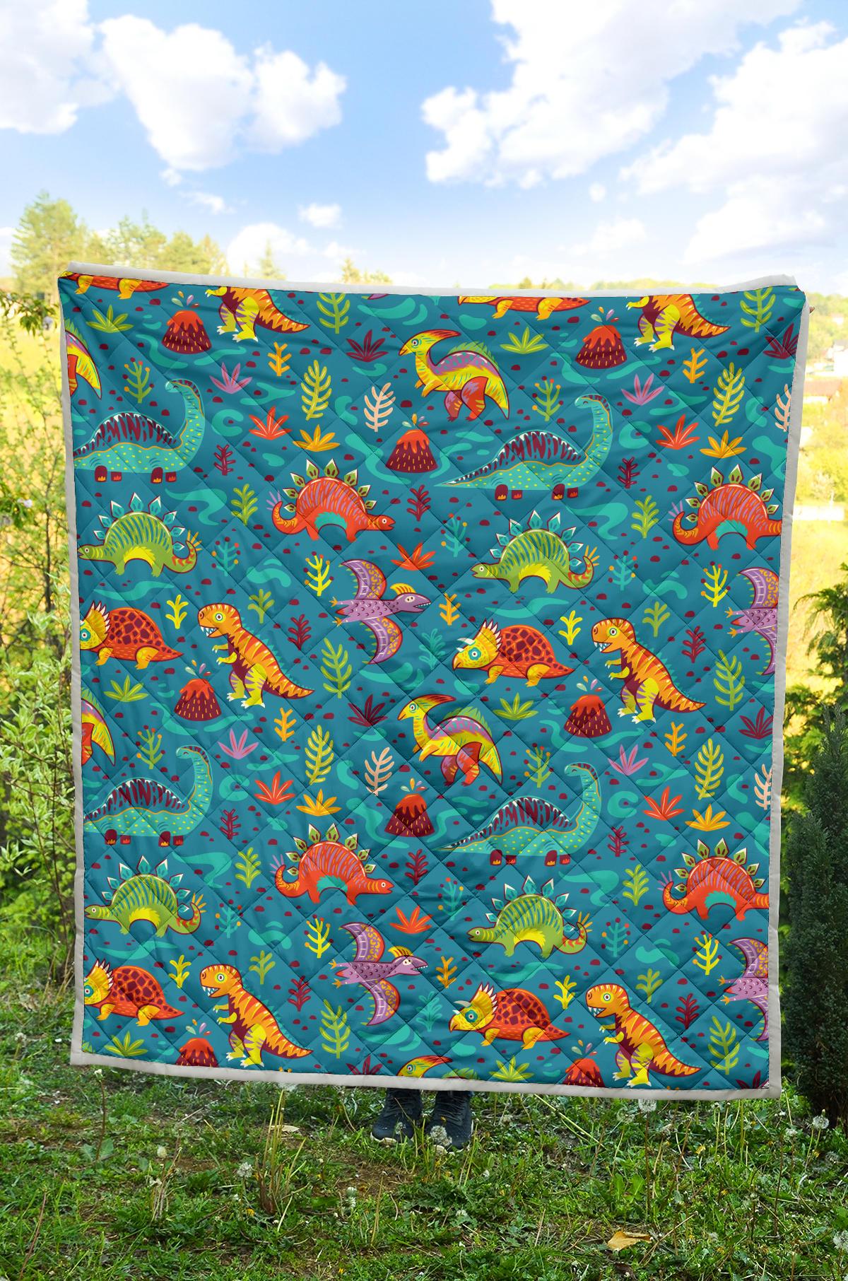 Dinosaur Cartoon Style Premium Quilt-JTAMIGO.COM