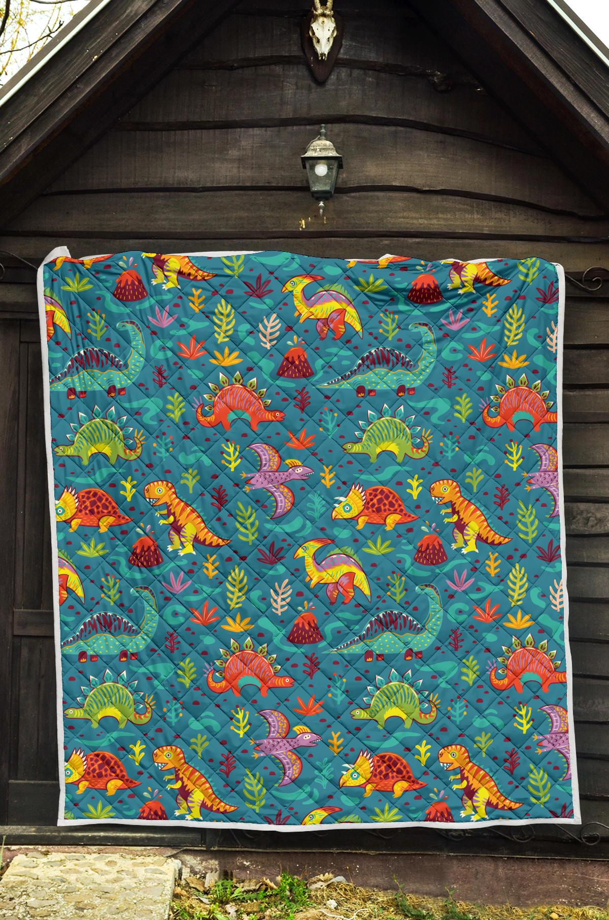 Dinosaur Cartoon Style Premium Quilt-JTAMIGO.COM