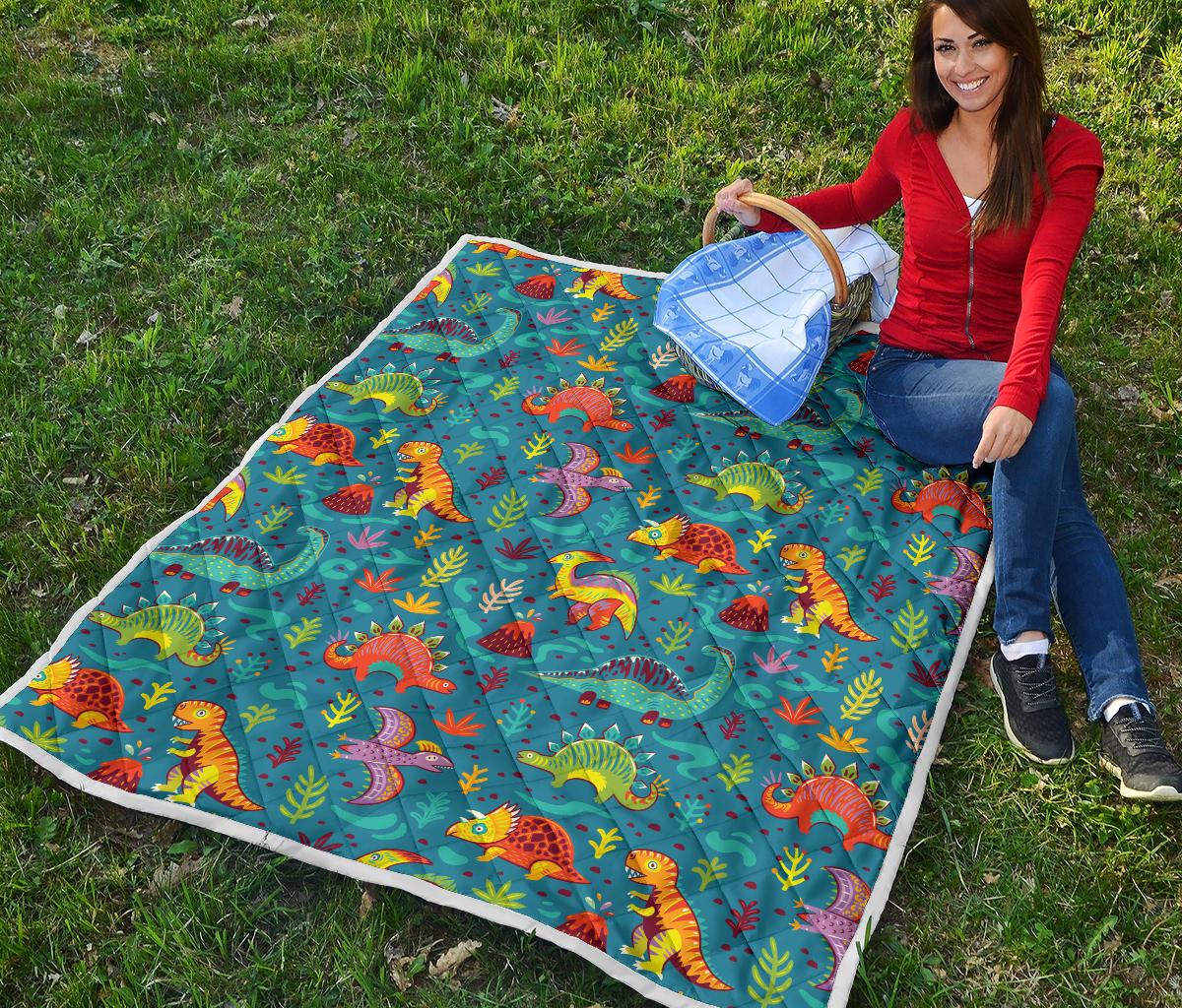 Dinosaur Cartoon Style Premium Quilt-JTAMIGO.COM