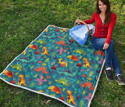 Dinosaur Cartoon Style Premium Quilt-JTAMIGO.COM