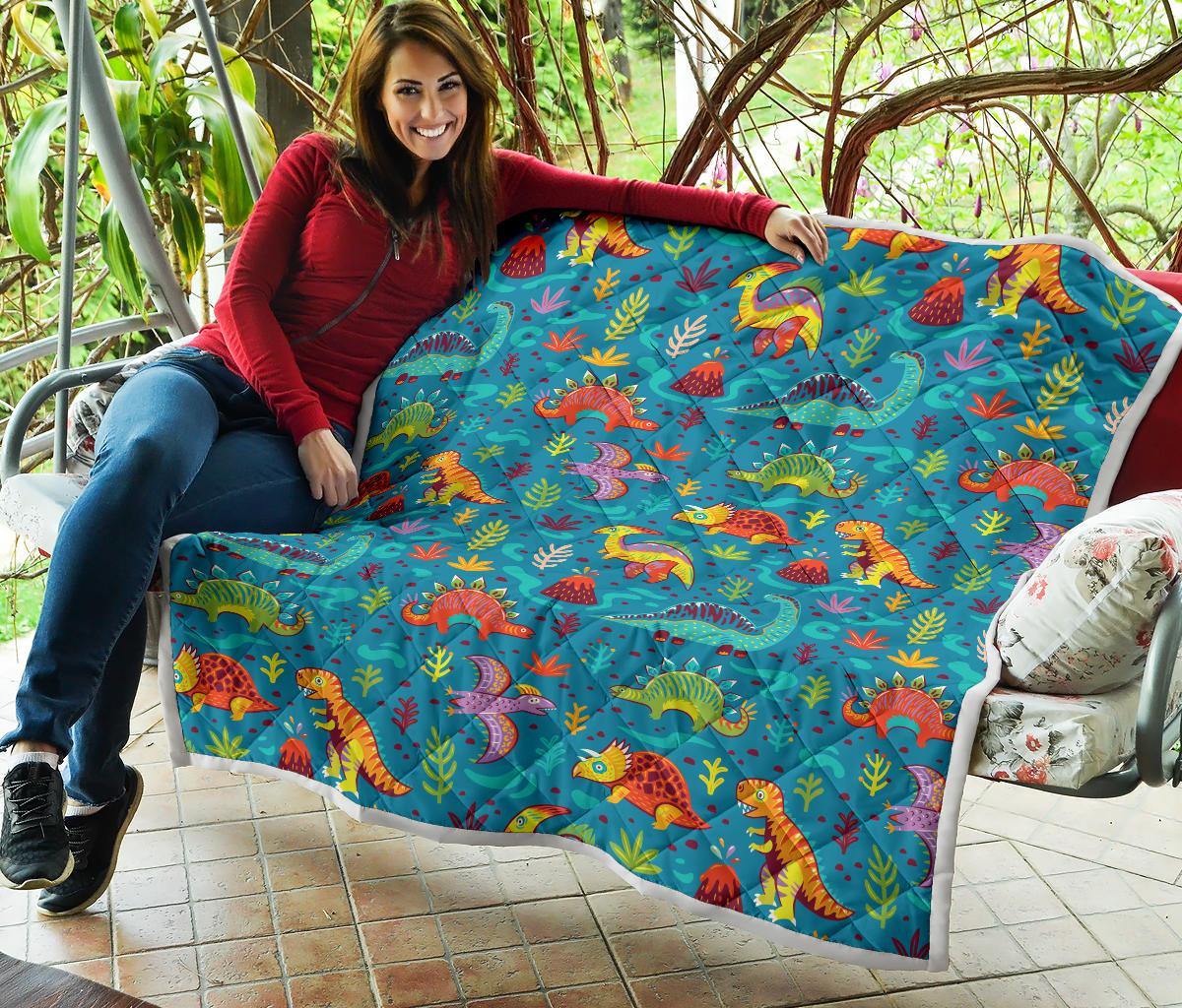 Dinosaur Cartoon Style Premium Quilt-JTAMIGO.COM