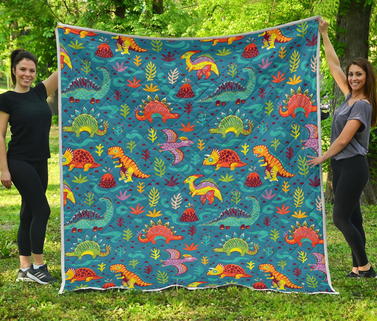 Dinosaur Cartoon Style Premium Quilt-JTAMIGO.COM