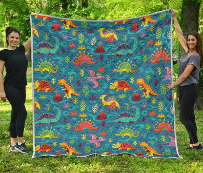 Dinosaur Cartoon Style Premium Quilt-JTAMIGO.COM