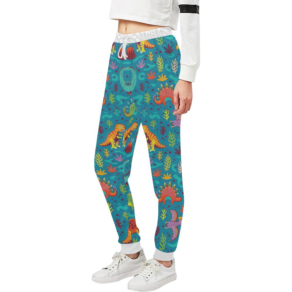 Dinosaur Cartoon Style Unisex Casual Sweatpants (Model L11)-JTAMIGO.COM