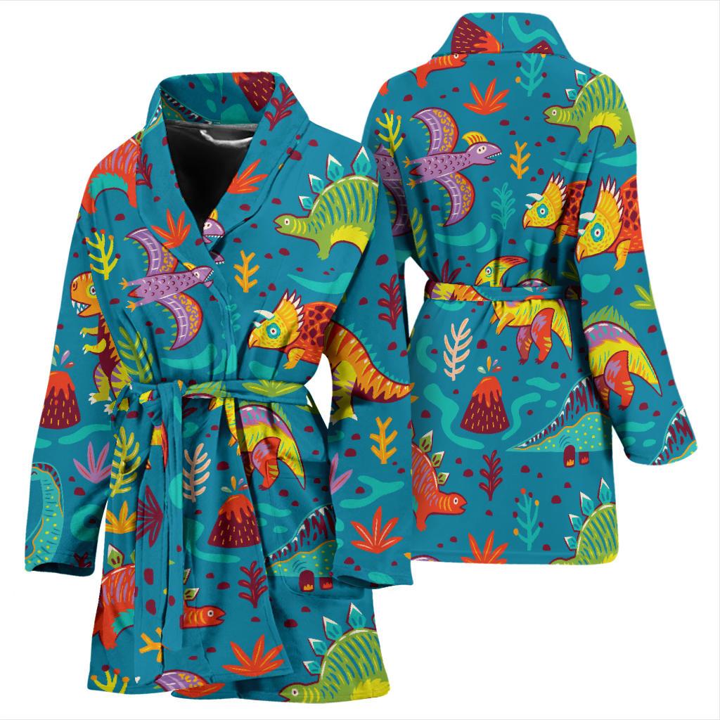 Dinosaur Cartoon Style Women Bath Robe-JTAMIGO.COM