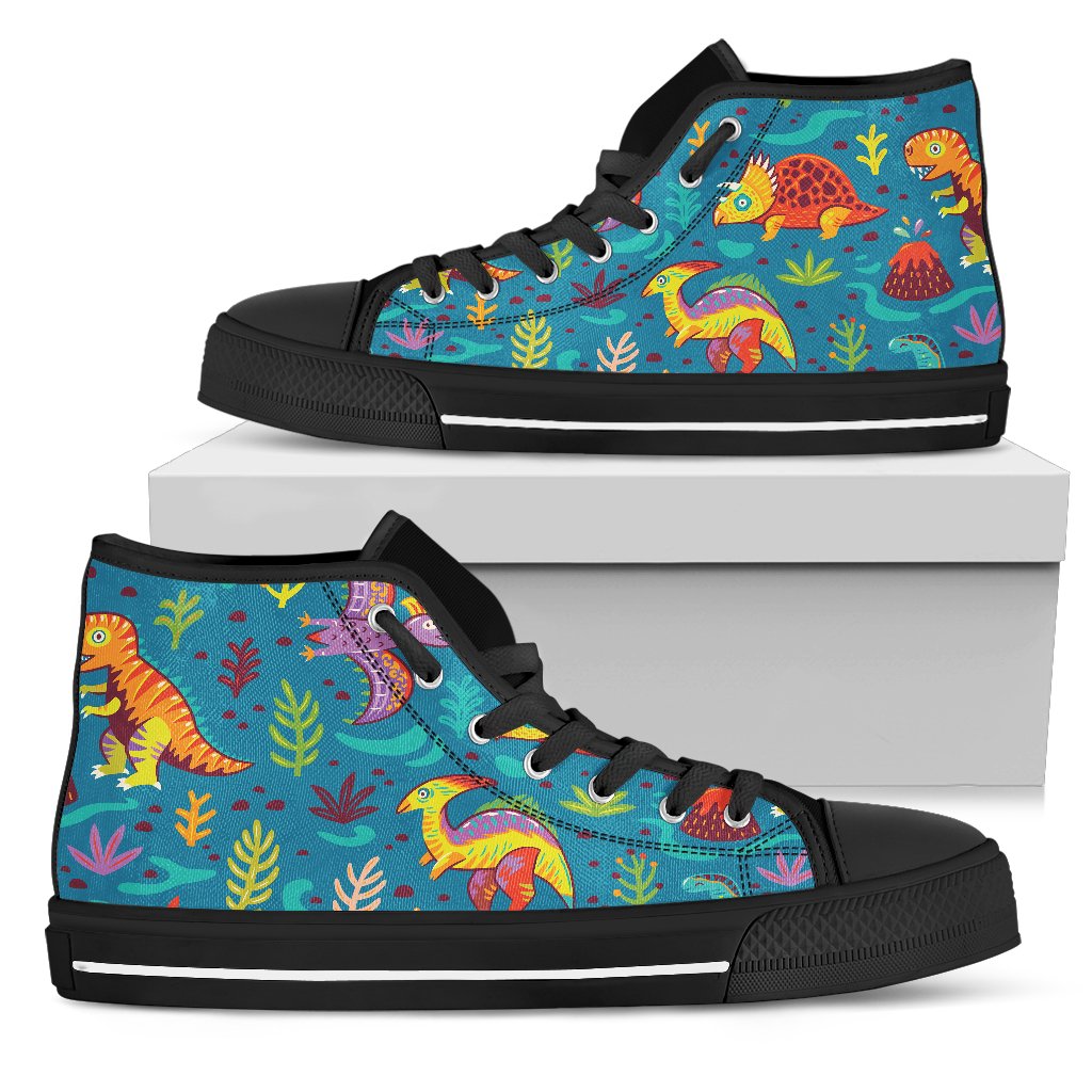 Dinosaur Cartoon Style Women High Top Shoes