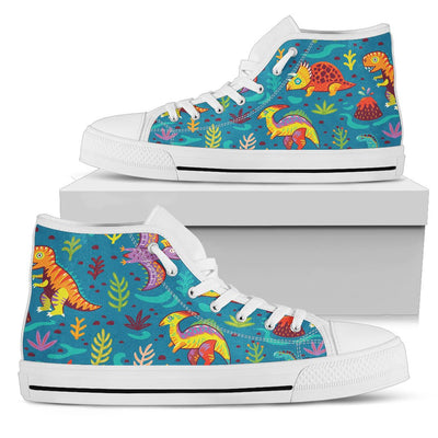 Dinosaur Cartoon Style Women High Top Shoes