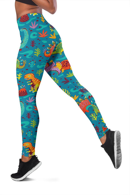 Dinosaur Cartoon Style Women Leggings
