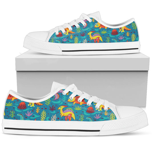 Dinosaur Cartoon Style Women Low Top Shoes