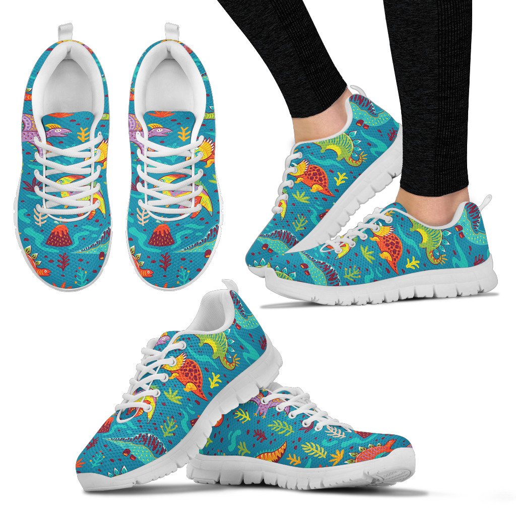 Dinosaur Cartoon Style Women Sneakers Shoes