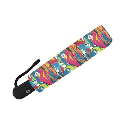 Dinosaur Comic Pop Art Style Automatic Foldable Umbrella