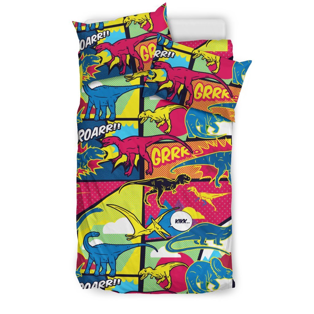 Dinosaur Comic Pop Art Style Duvet Cover Bedding Set