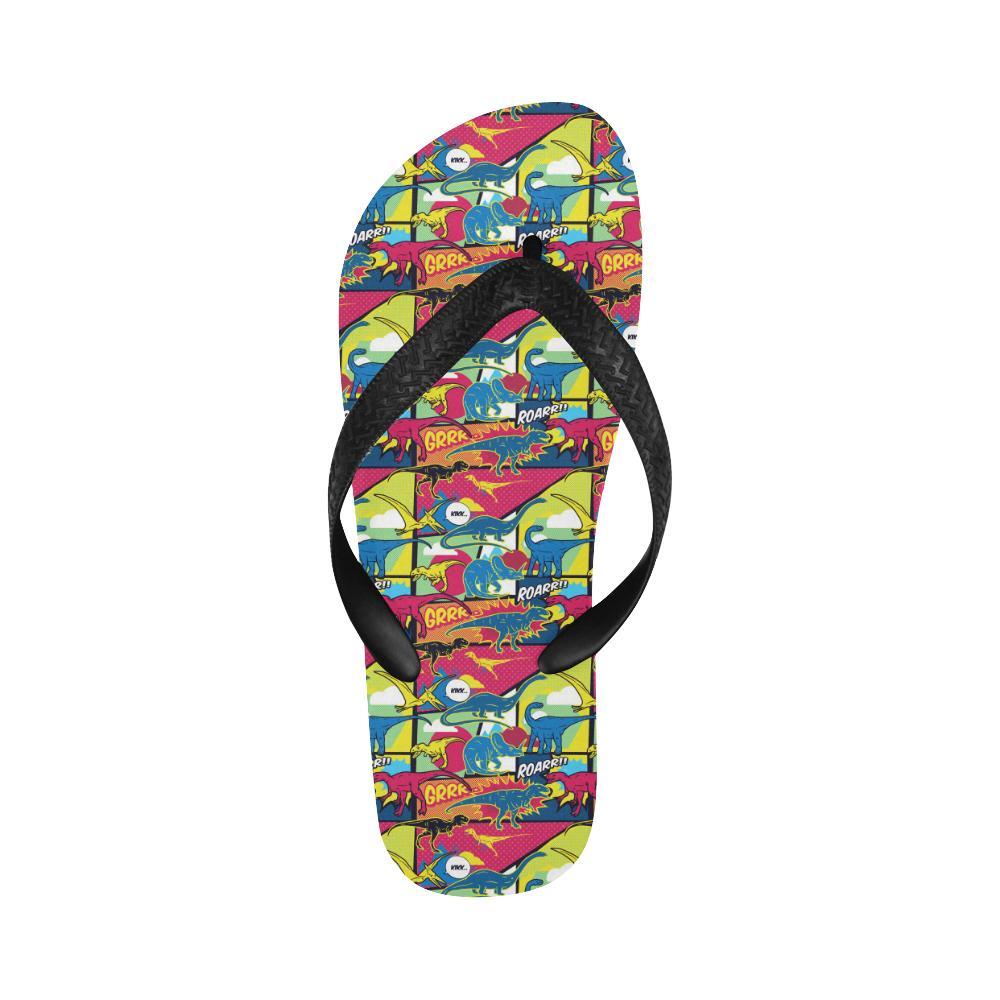 Dinosaur Comic Pop Art Style Flip Flops-JTAMIGO.COM