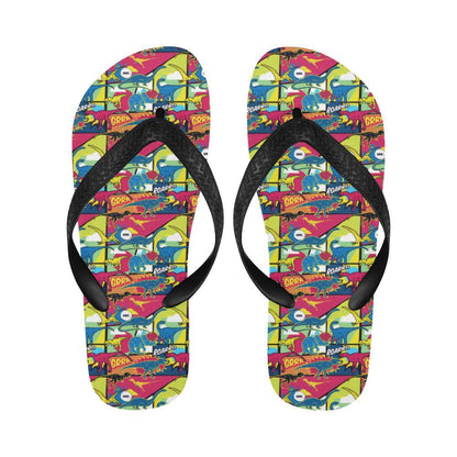 Dinosaur Comic Pop Art Style Flip Flops-JTAMIGO.COM