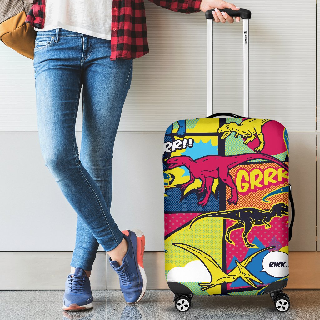 Dinosaur Comic Pop Art Style Luggage Cover Protector