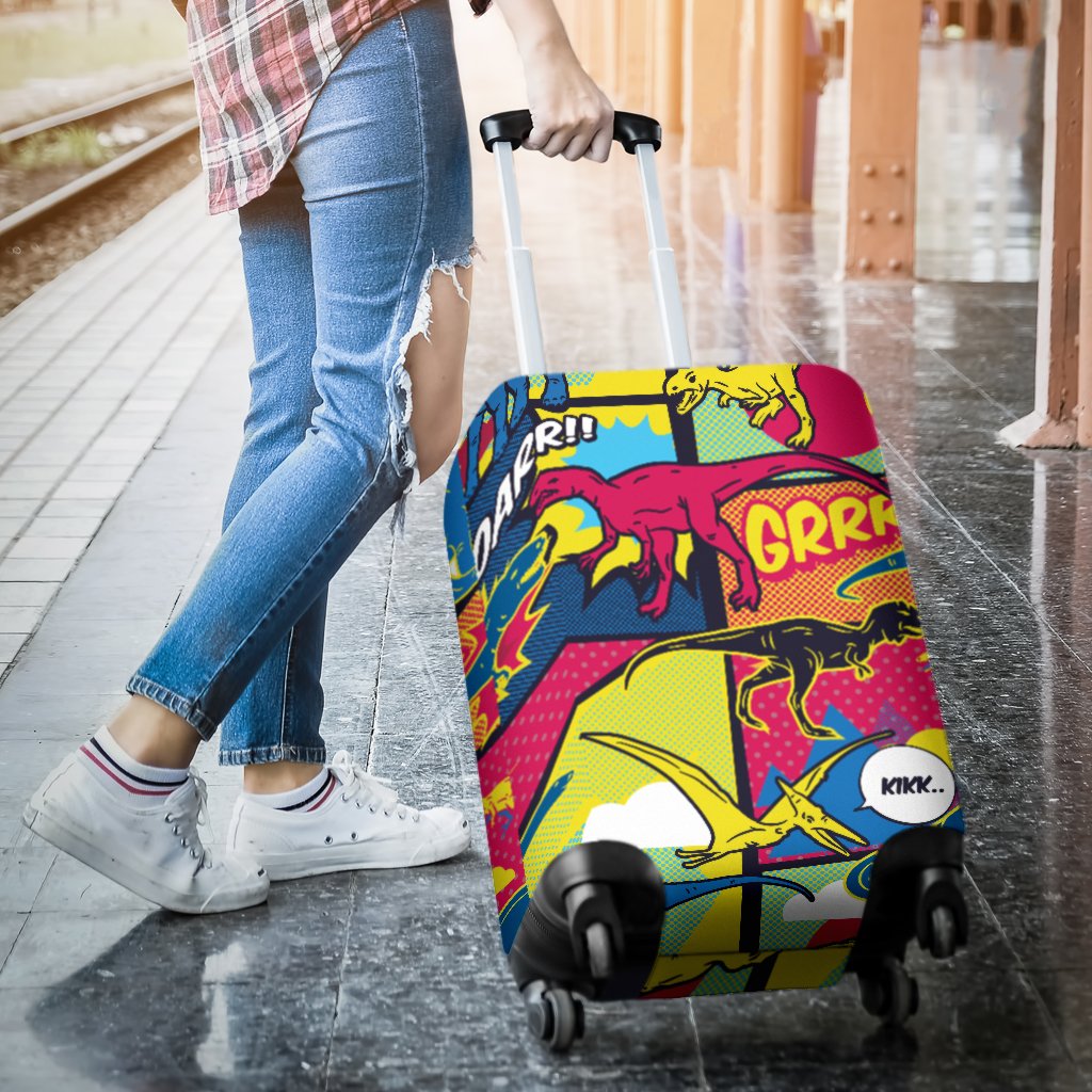 Dinosaur Comic Pop Art Style Luggage Cover Protector
