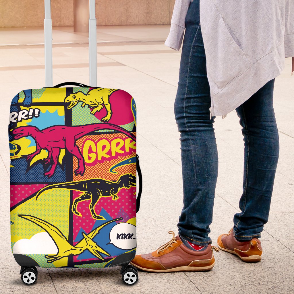 Dinosaur Comic Pop Art Style Luggage Cover Protector