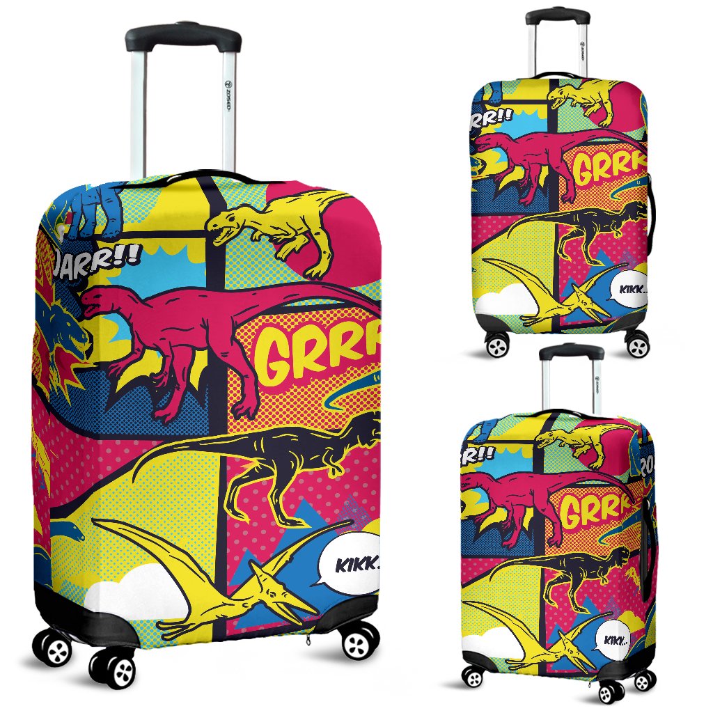 Dinosaur Comic Pop Art Style Luggage Cover Protector
