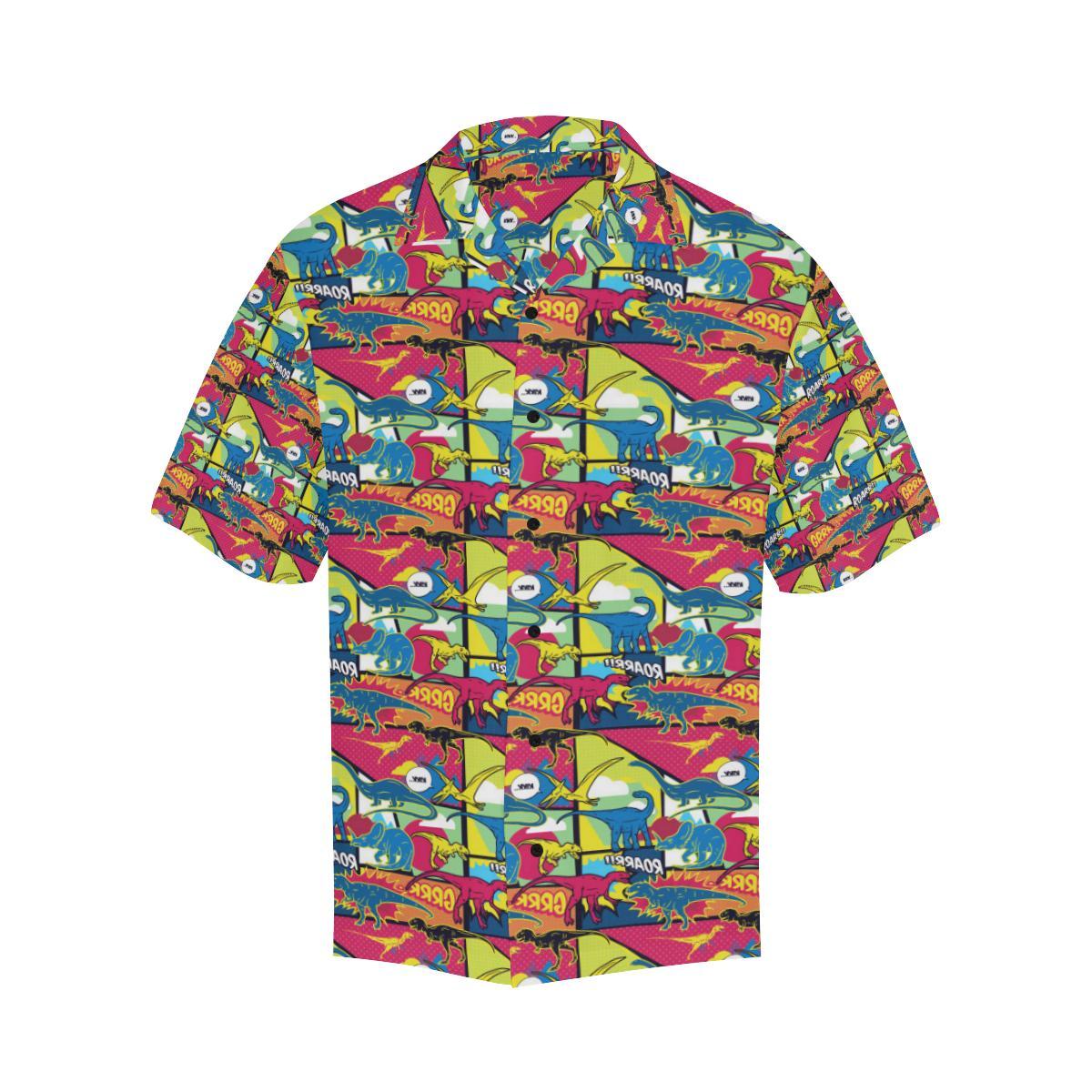 Dinosaur Comic Pop Art Style Men Aloha Hawaiian Shirt