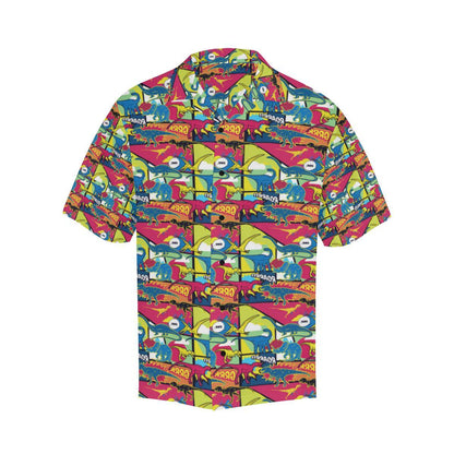 Dinosaur Comic Pop Art Style Men Aloha Hawaiian Shirt