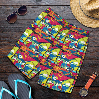 Dinosaur Comic Pop Art Style Mens Shorts-JTAMIGO.COM