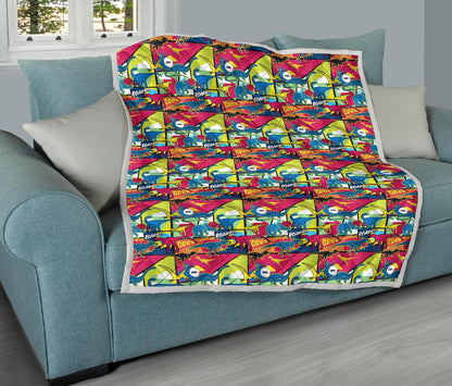 Dinosaur Comic Pop Art Style Premium Quilt-JTAMIGO.COM