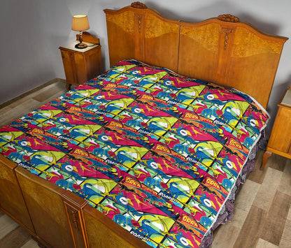 Dinosaur Comic Pop Art Style Premium Quilt-JTAMIGO.COM
