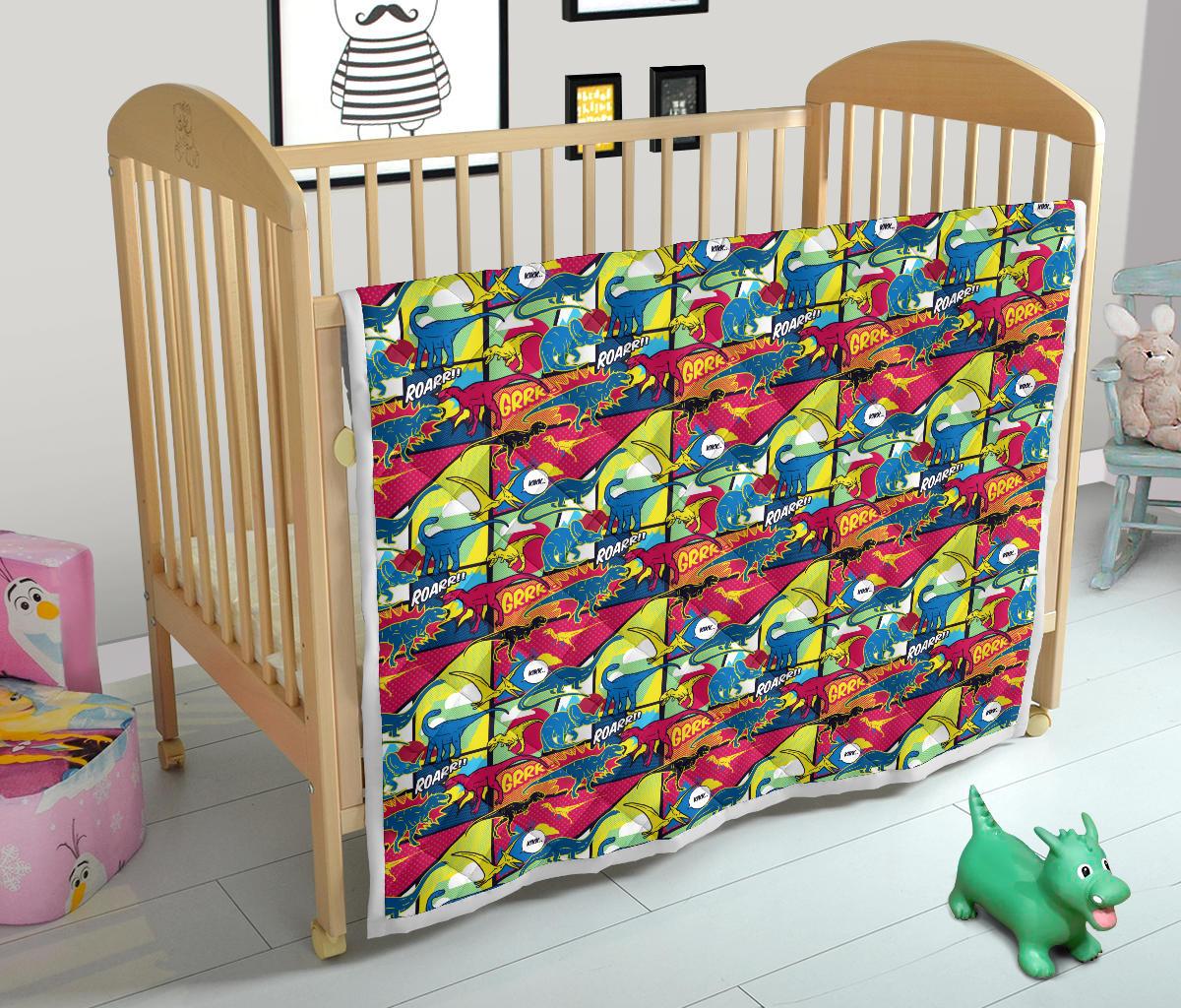 Dinosaur Comic Pop Art Style Premium Quilt-JTAMIGO.COM