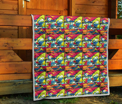 Dinosaur Comic Pop Art Style Premium Quilt-JTAMIGO.COM