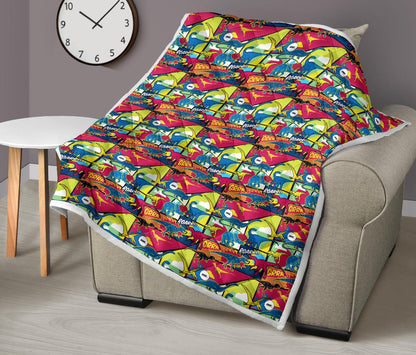 Dinosaur Comic Pop Art Style Premium Quilt-JTAMIGO.COM