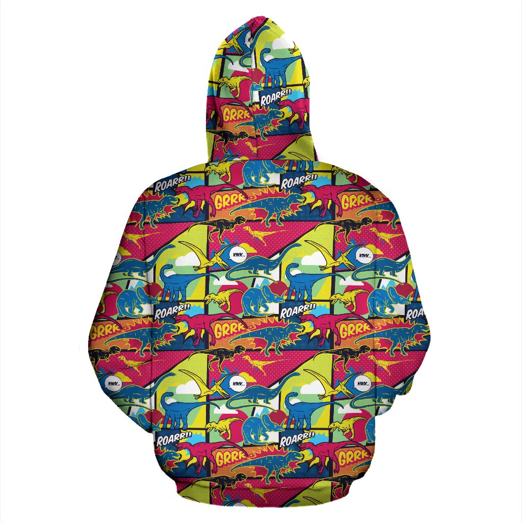Dinosaur Comic Pop Art Style Pullover Hoodie