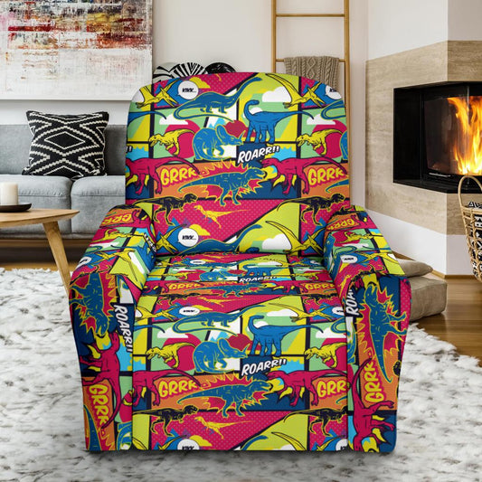 Dinosaur Comic Pop Art Style Single Sofa Slipcover -JTAMIGO.COM
