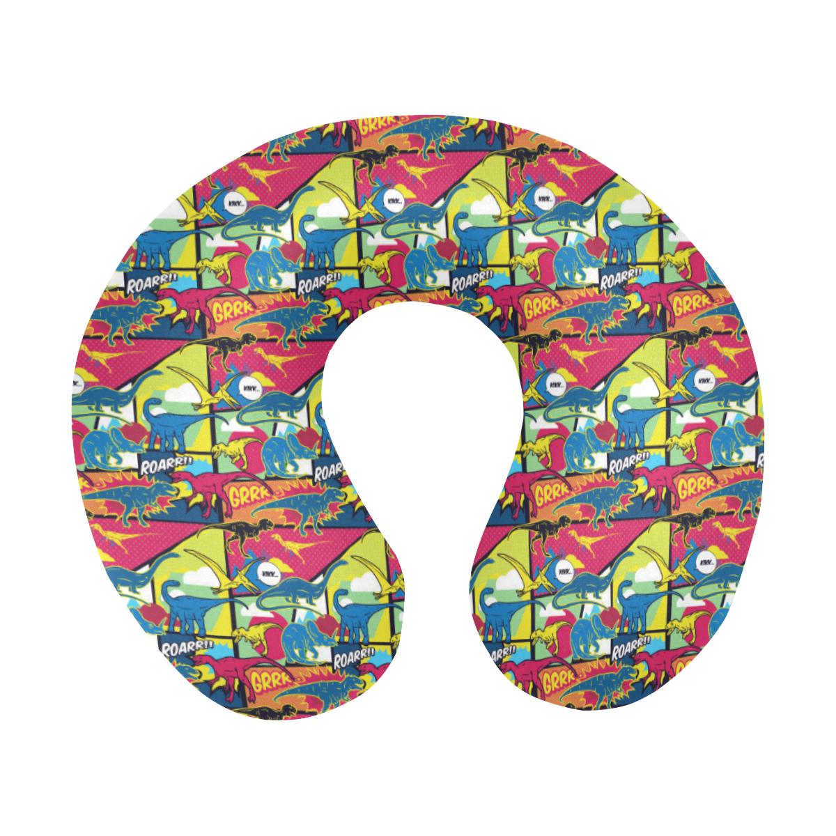 Dinosaur Comic Pop Art Style U-Shaped Travel Neck Pillow-JTAMIGO.COM