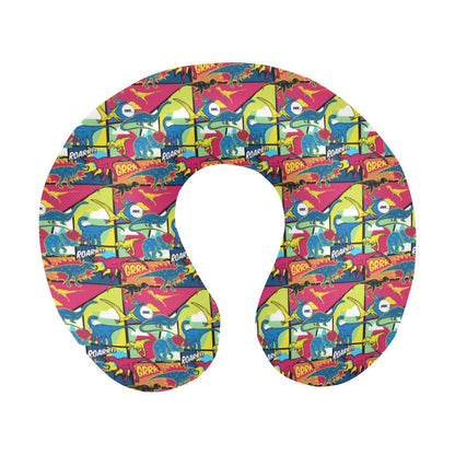 Dinosaur Comic Pop Art Style U-Shaped Travel Neck Pillow-JTAMIGO.COM