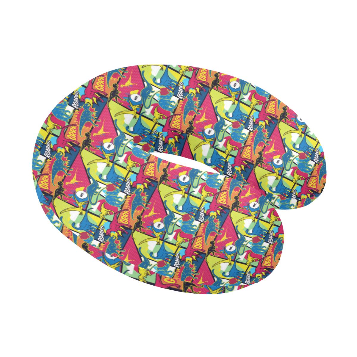 Dinosaur Comic Pop Art Style U-Shaped Travel Neck Pillow-JTAMIGO.COM