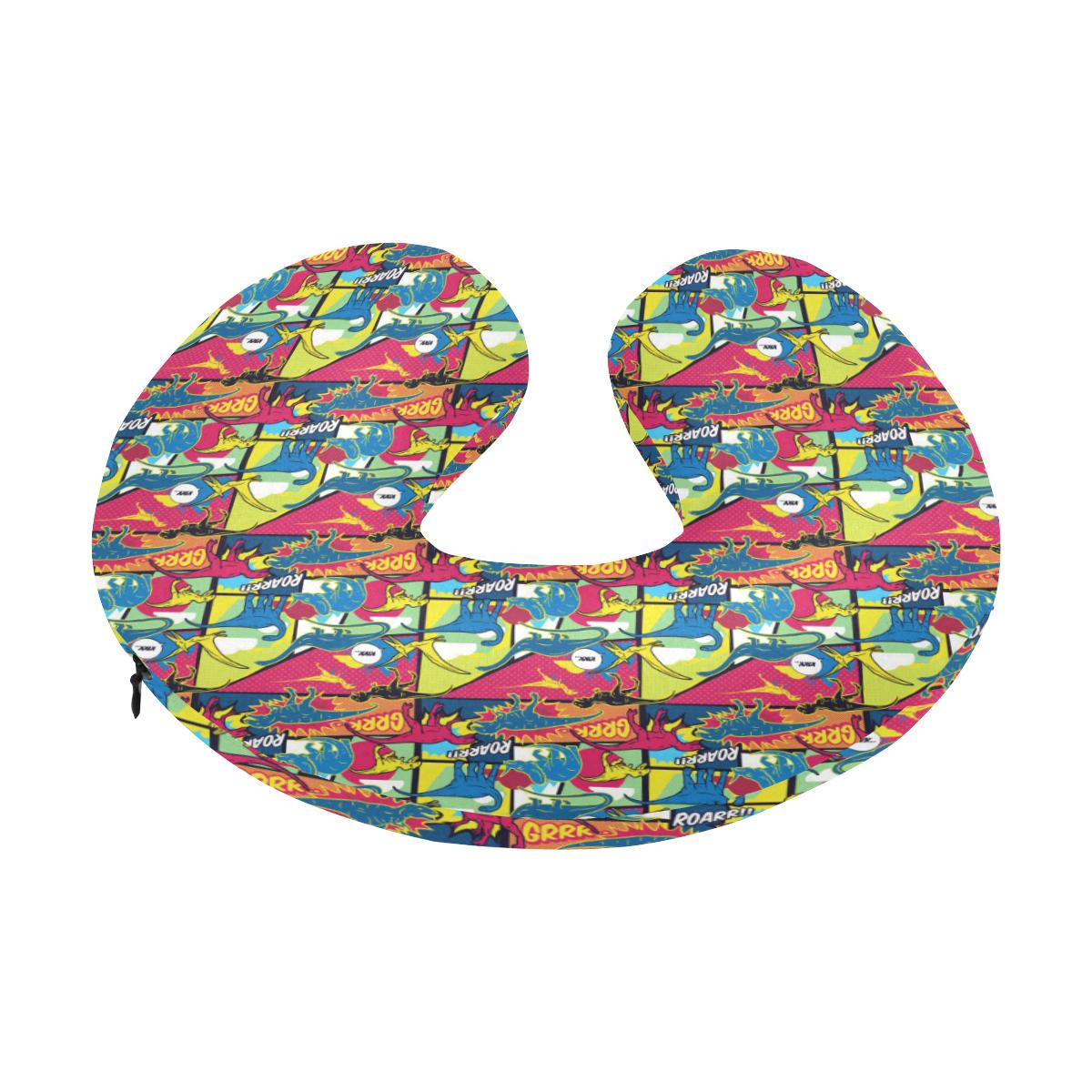 Dinosaur Comic Pop Art Style U-Shaped Travel Neck Pillow-JTAMIGO.COM