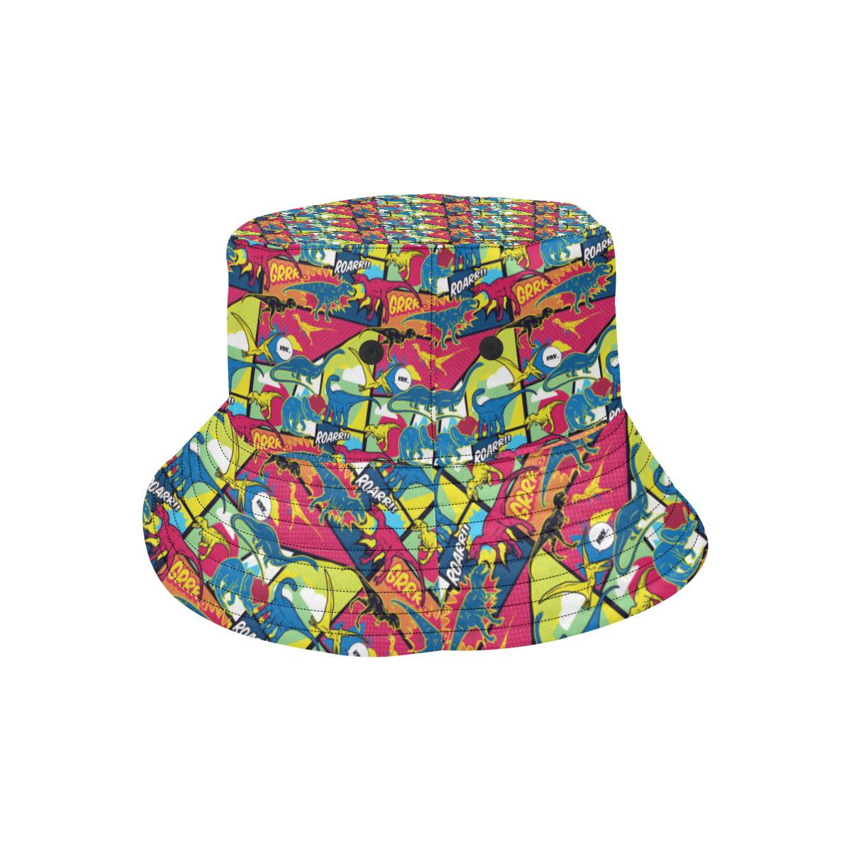 Dinosaur Comic Pop Art Style Unisex Bucket Hat