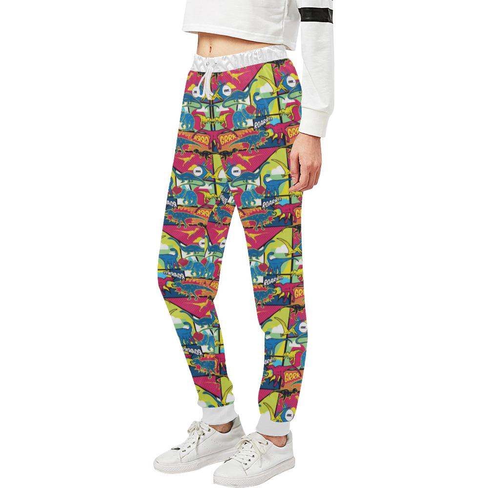 Dinosaur Comic Pop Art Style Unisex Casual Sweatpants (Model L11)-JTAMIGO.COM