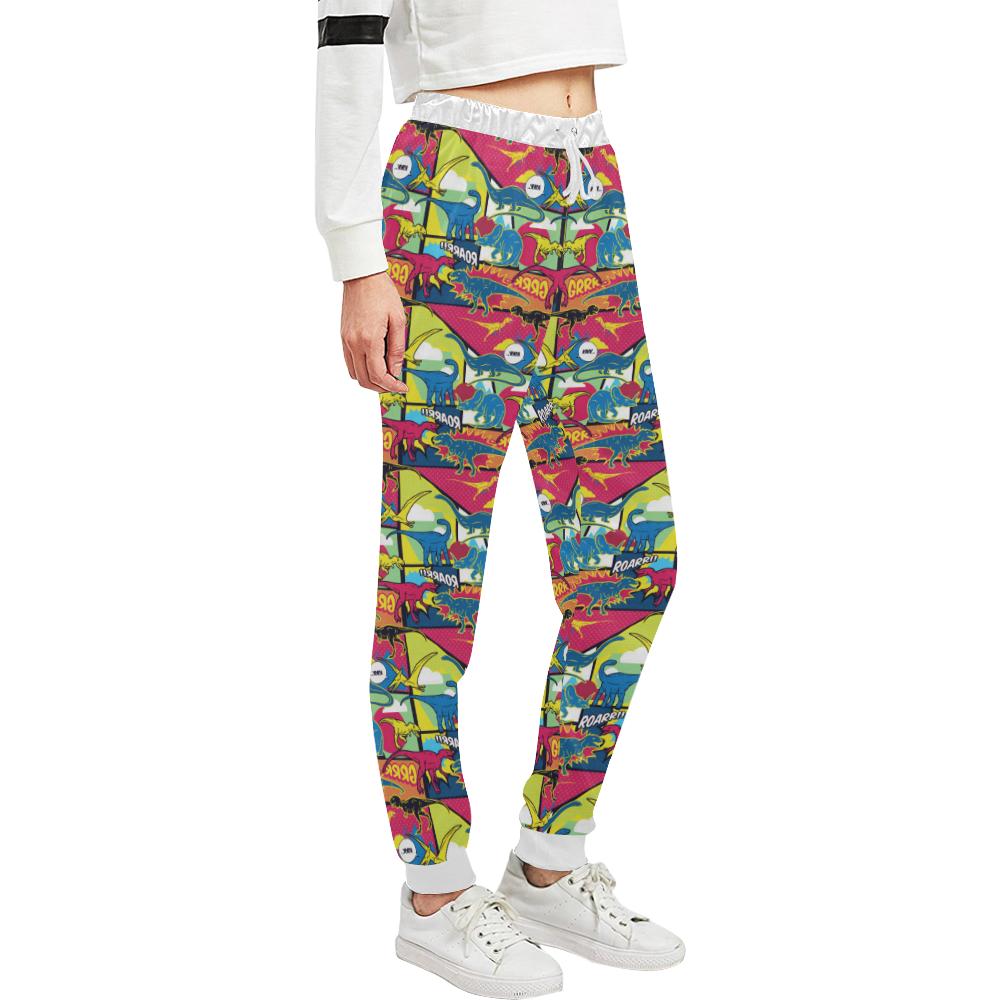 Dinosaur Comic Pop Art Style Unisex Casual Sweatpants (Model L11)-JTAMIGO.COM