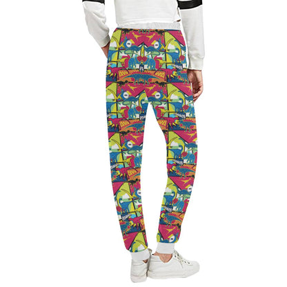 Dinosaur Comic Pop Art Style Unisex Casual Sweatpants (Model L11)-JTAMIGO.COM