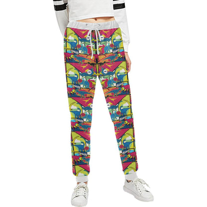 Dinosaur Comic Pop Art Style Unisex Casual Sweatpants (Model L11)-JTAMIGO.COM