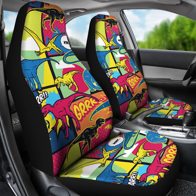 Dinosaur Comic Pop Art Style Universal Fit Car Seat Covers