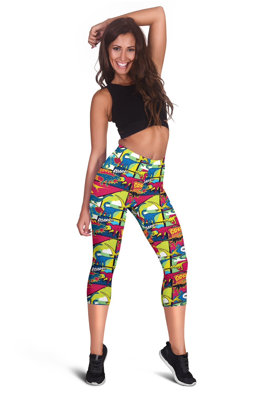 Dinosaur Comic Pop Art Style Women Capris