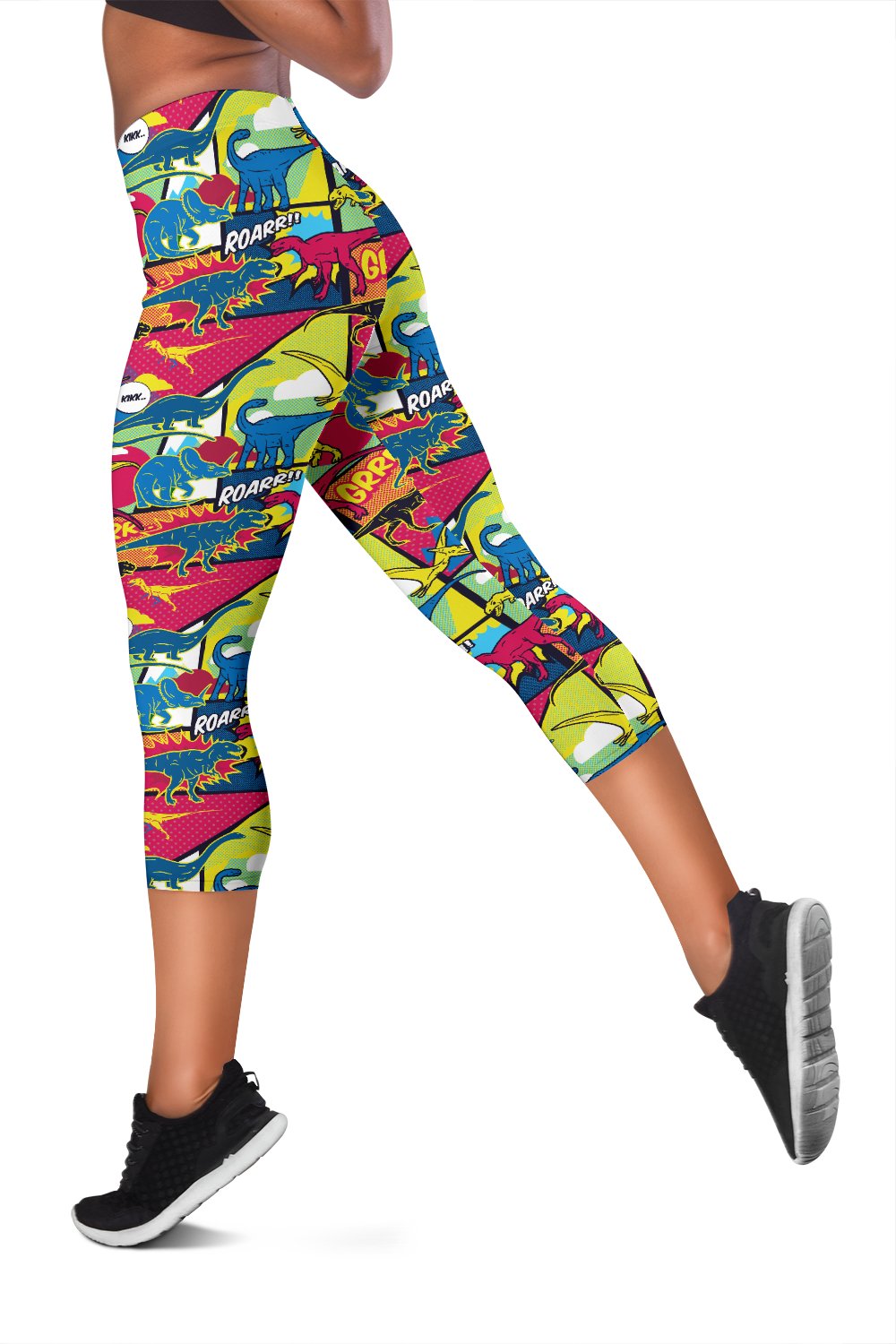 Dinosaur Comic Pop Art Style Women Capris