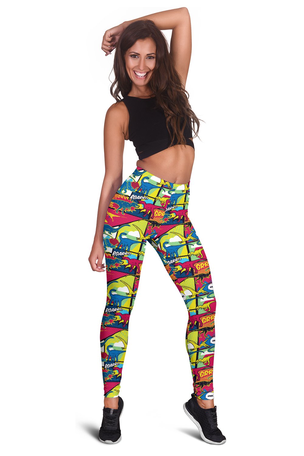 Dinosaur Comic Pop Art Style Women Leggings
